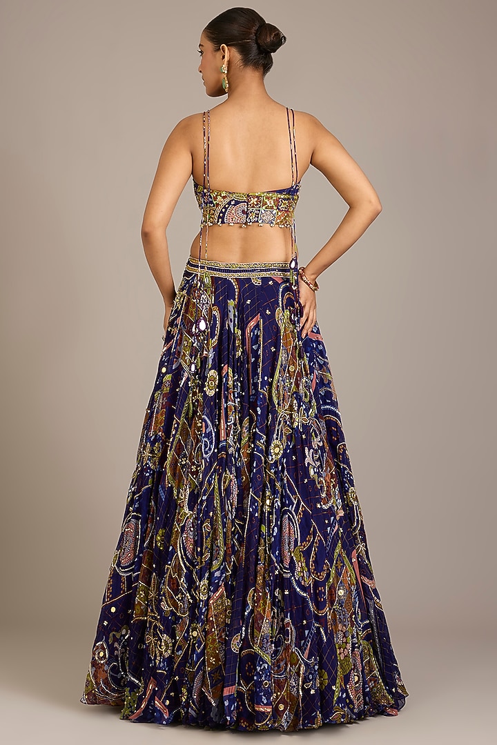 Violet Crepe Printed Wedding Lehenga Set by DiyaRajvvir at Pernia's Pop Up Shop