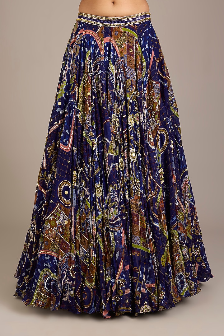 Violet Crepe Printed Wedding Lehenga Set by DiyaRajvvir at Pernia's Pop Up Shop