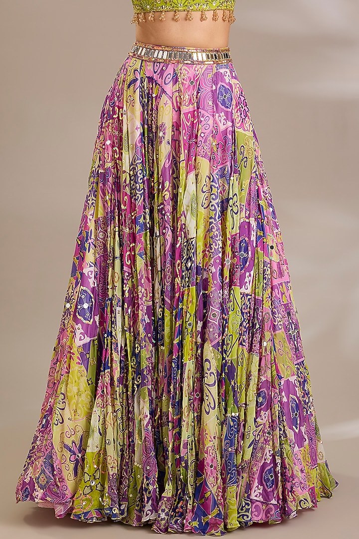 Bubblegum Purple Crepe Printed Wedding Lehenga Set by DiyaRajvvir at Pernia's Pop Up Shop