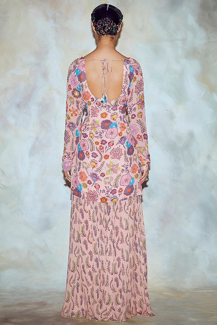 Blush Pink Floral Printed Wedding Sharara Set by DiyaRajvvir at Pernia's Pop Up Shop
