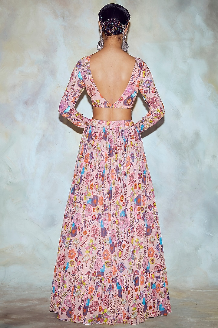 Blush Pink Printed Skirt Set by DiyaRajvvir at Pernia's Pop Up Shop