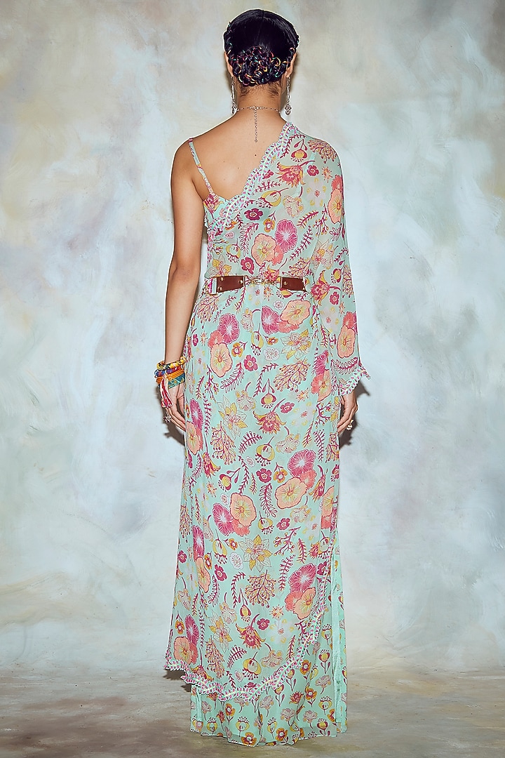 Mint Green Jaal Printed Kaftan Set by DiyaRajvvir at Pernia's Pop Up Shop