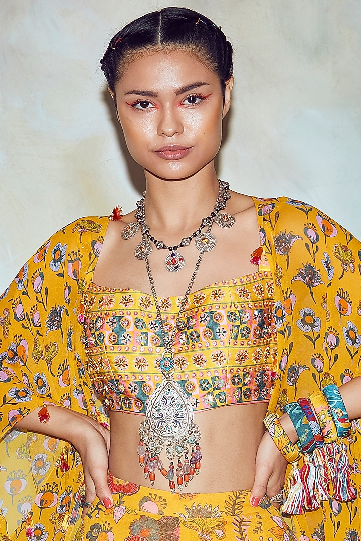 Yellow Printed Pant Set by DiyaRajvvir at Pernia's Pop Up Shop