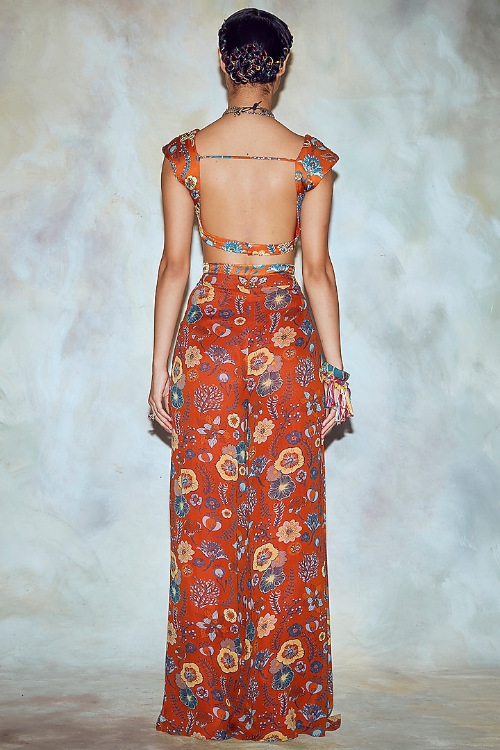 Rust Jaal Printed Palazzo Pant Set by DiyaRajvvir at Pernia's Pop Up Shop