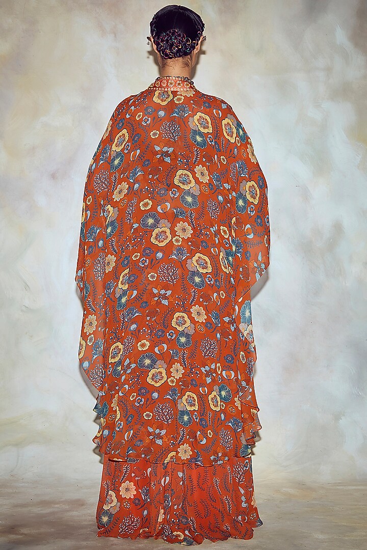 Rust Printed Kalidar Skirt Set by DiyaRajvvir at Pernia's Pop Up Shop