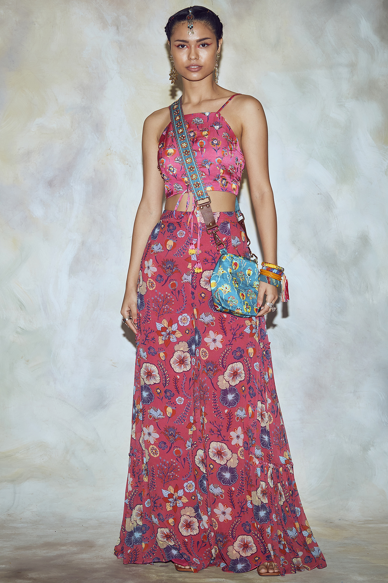 Fuchsia Printed Pant Set by DiyaRajvvir at Pernia's Pop Up Shop