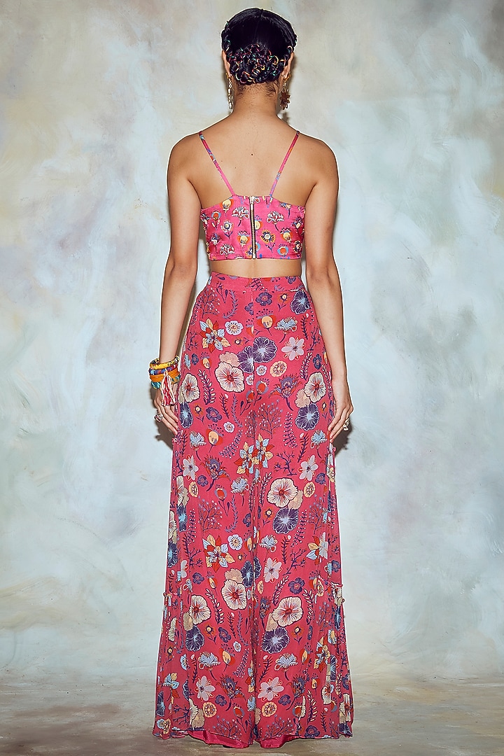 Fuchsia Printed Pant Set by DiyaRajvvir at Pernia's Pop Up Shop
