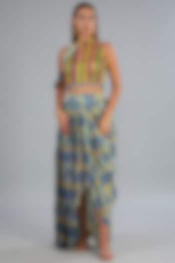 Multi-Colored Modal Digital Printed Dhoti Skirt Set by DiyaRajvvir