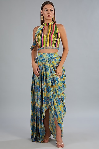 Buy PRINTED MULTICOLOUR SKIRT-TOP TWO PIECE SET for Women Online in India