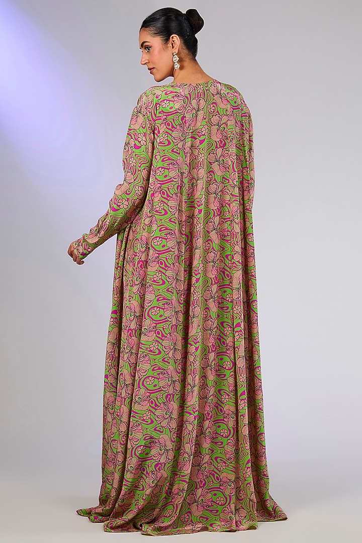 Fuchsia Crepe & Cotton Silk Draped Skirt Wedding Saree Set by DiyaRajvvir at Pernia's Pop Up Shop