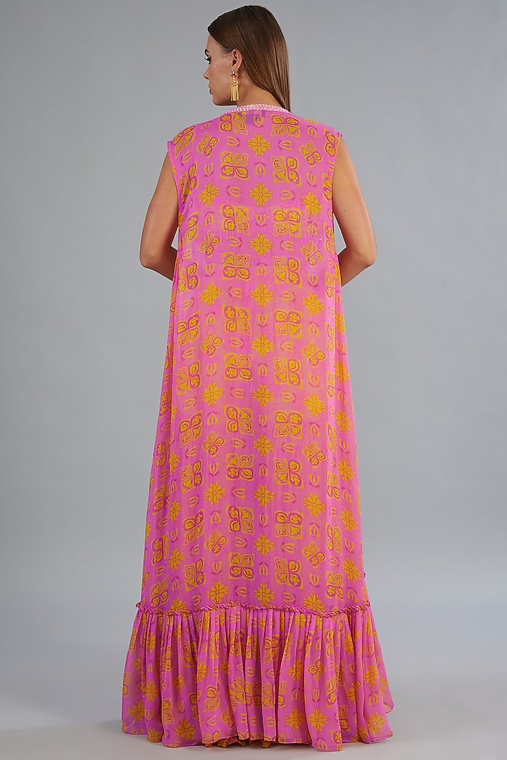 Yellow Modal & Georgette Printed Gharara Set by DiyaRajvvir at Pernia's Pop Up Shop