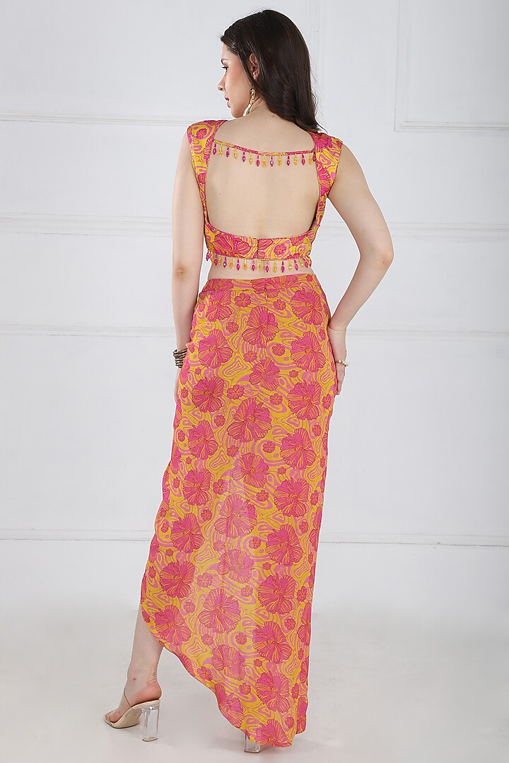 Pink Modal & Georgette Jaal Printed Skirt Set by DiyaRajvvir at Pernia's Pop Up Shop