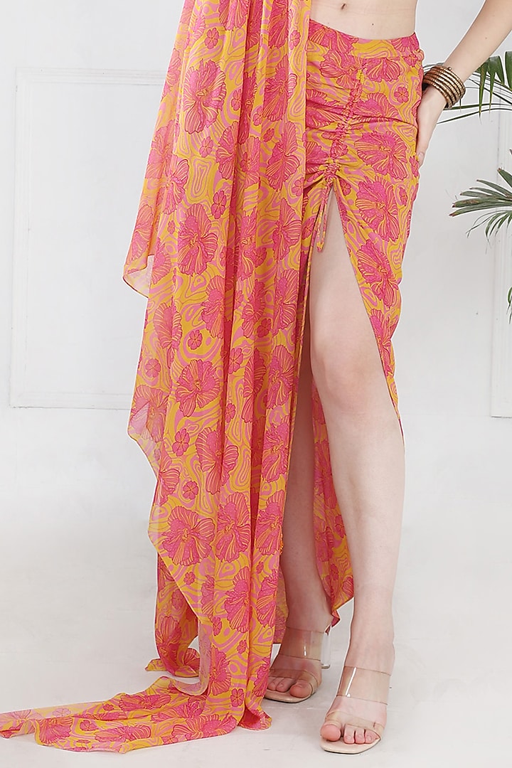 Pink Modal & Georgette Jaal Printed Skirt Set by DiyaRajvvir at Pernia's Pop Up Shop