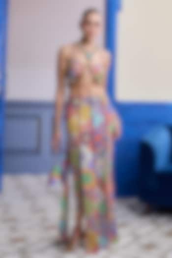 Multi-Colored Crepe Mosaic Printed Paneled Skirt Set by Diyarajvvir at Pernia's Pop Up Shop