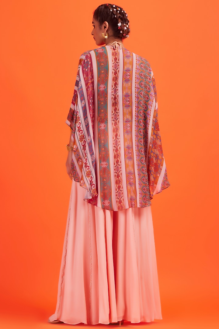 Blush Pink Printed Cape Set by DiyaRajvvir at Pernia's Pop Up Shop