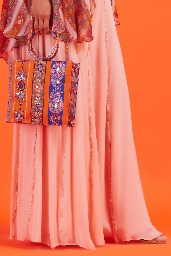 Blush Pink Printed Cape Set by DiyaRajvvir at Pernia's Pop Up Shop