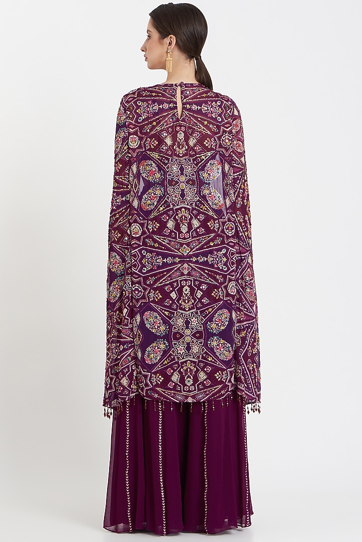 Purple Printed Wedding Sharara Set by DiyaRajvvir at Pernia's Pop Up Shop