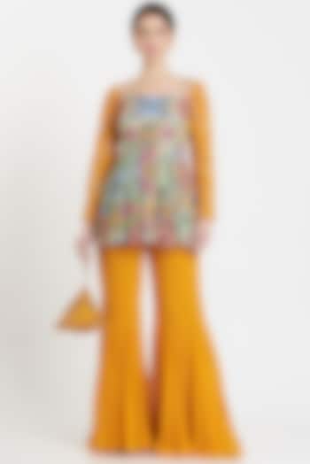 Pastel Yellow Embroidered Pant Set by DiyaRajvvir at Pernia's Pop Up Shop