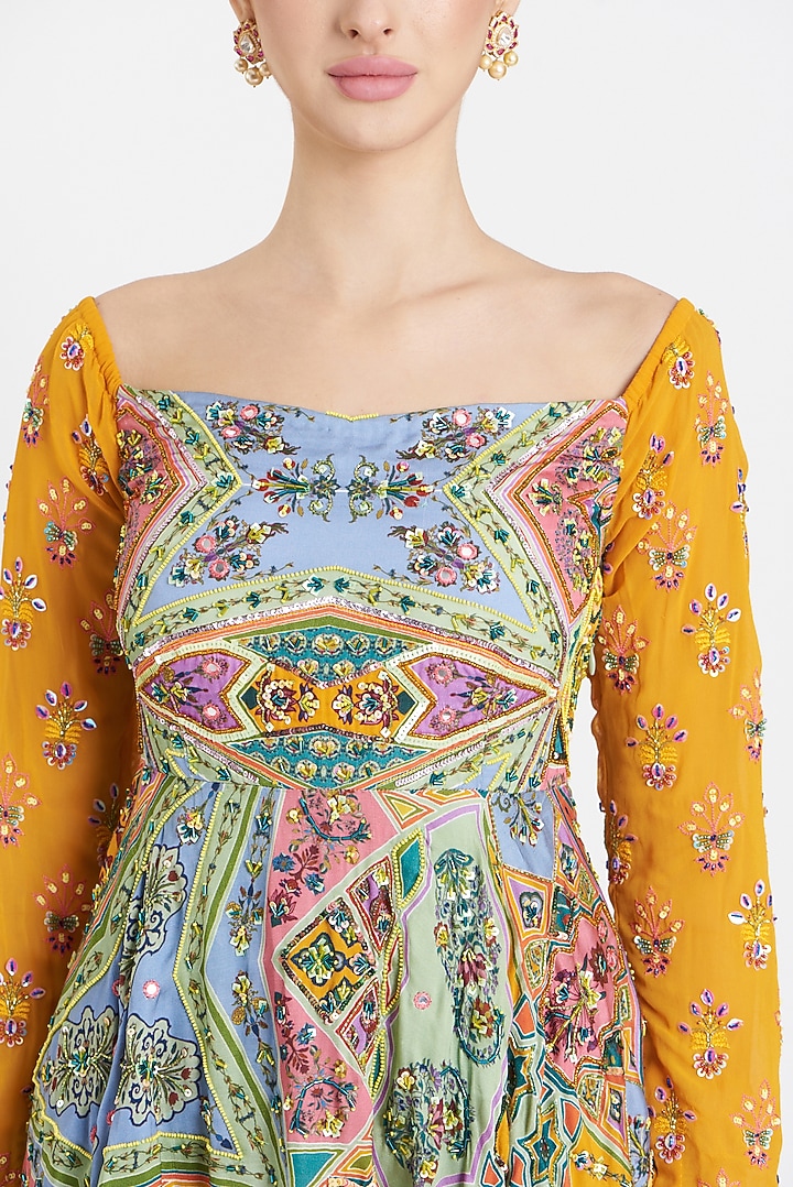 Pastel Yellow Embroidered Pant Set by DiyaRajvvir at Pernia's Pop Up Shop