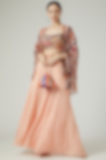 Peach Georgette Wedding Sharara Set by DiyaRajvvir at Pernia's Pop Up Shop