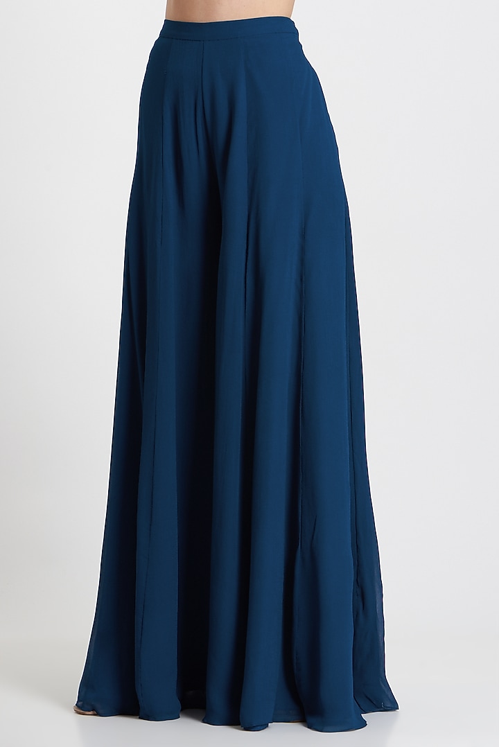 Blue Modal Wedding Sharara Set by DiyaRajvvir at Pernia's Pop Up Shop