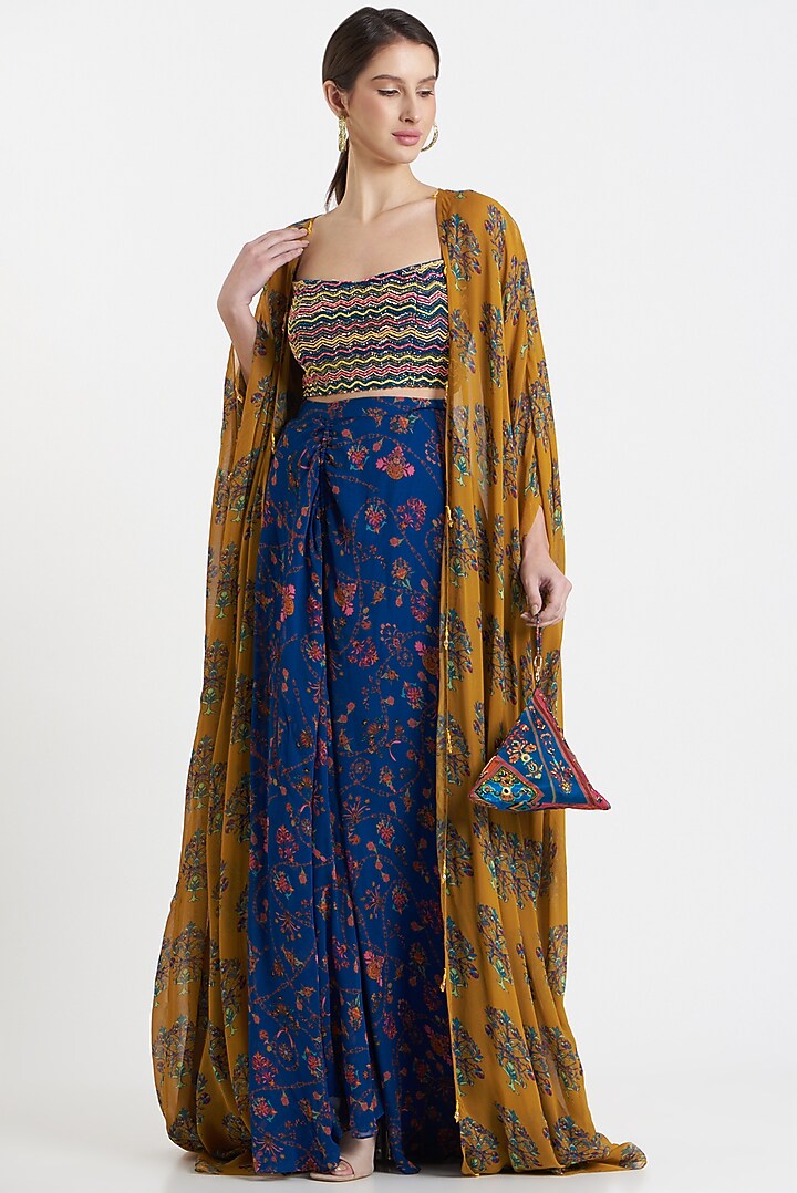 Yellow Cotton Silk Dhoti Skirt Set by DiyaRajvvir at Pernia's Pop Up Shop