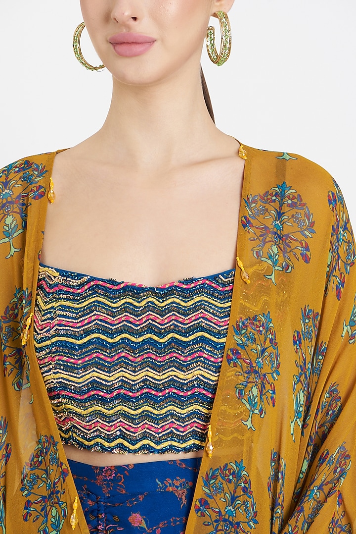 Yellow Cotton Silk Dhoti Skirt Set by DiyaRajvvir at Pernia's Pop Up Shop