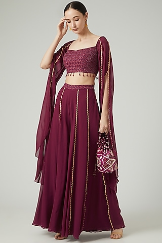 Purple Modal Sharara Set by DiyaRajvvir