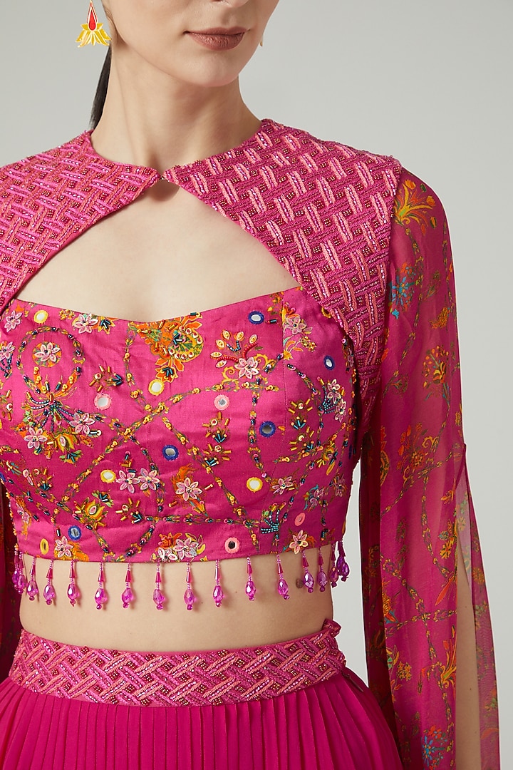 Fuchsia Pink Modal Skirt Set by DiyaRajvvir at Pernia's Pop Up Shop