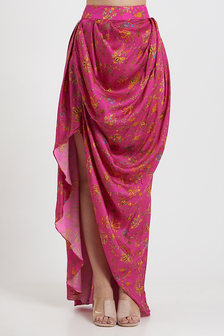 Pink Printed Dhoti Skirt Set by DiyaRajvvir at Pernia's Pop Up Shop