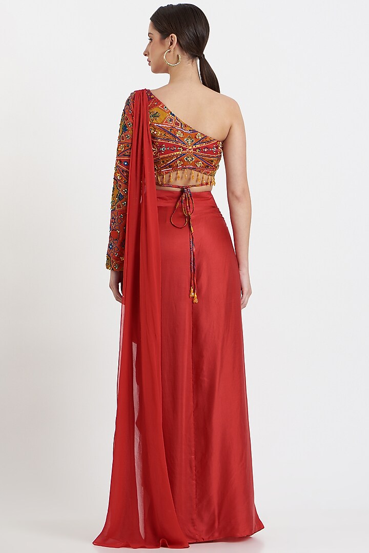 Red & Yellow Modal Dhoti Skirt Set by DiyaRajvvir at Pernia's Pop Up Shop