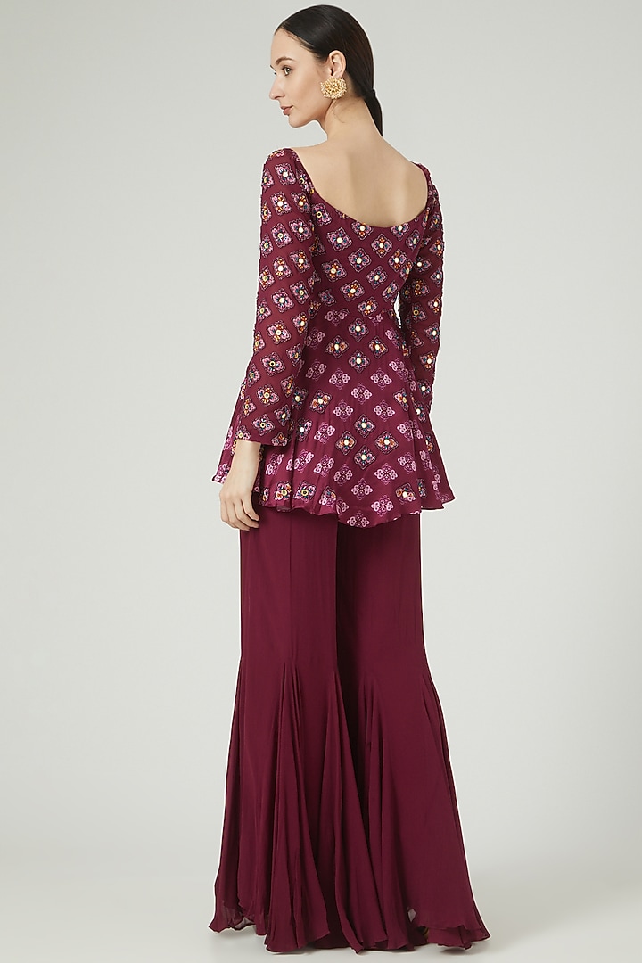 Purple Modal Embroidered Pant Set by DiyaRajvvir at Pernia's Pop Up Shop