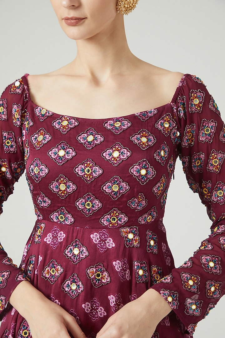 Purple Modal Embroidered Pant Set by DiyaRajvvir at Pernia's Pop Up Shop