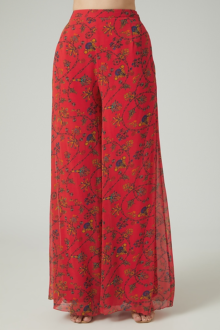 Red Printed Wedding Sharara Set by DiyaRajvvir at Pernia's Pop Up Shop
