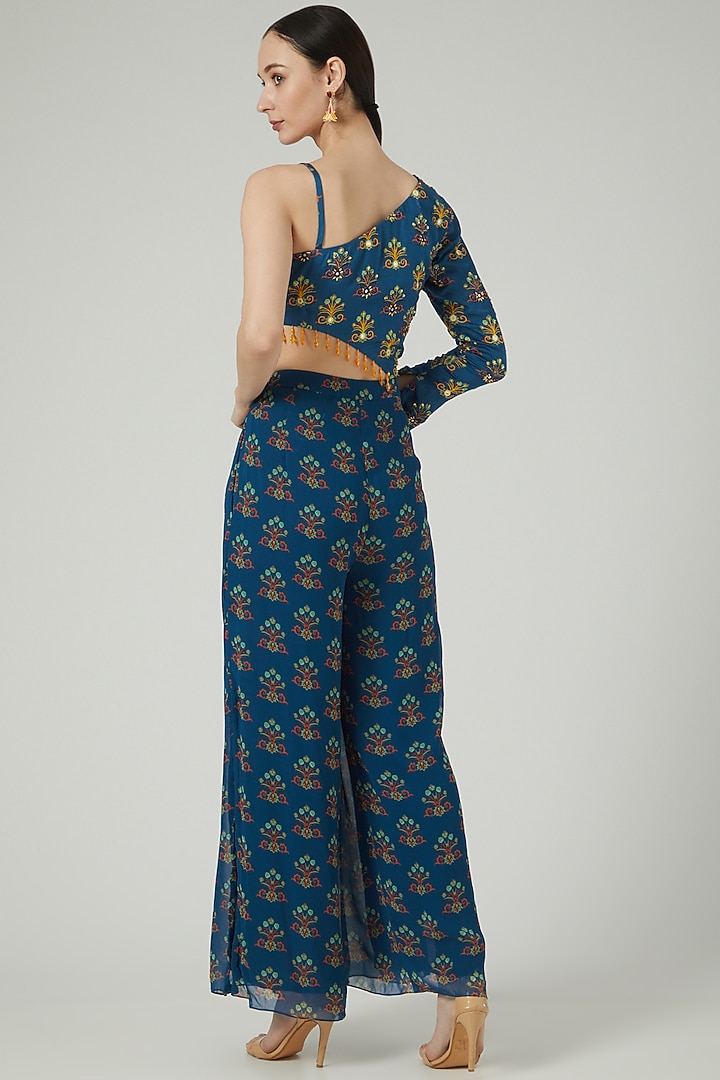 Blue Printed Jumpsuit by DiyaRajvvir at Pernia's Pop Up Shop