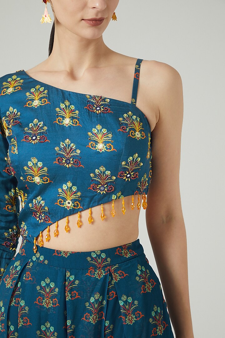 Blue Printed Jumpsuit by DiyaRajvvir at Pernia's Pop Up Shop