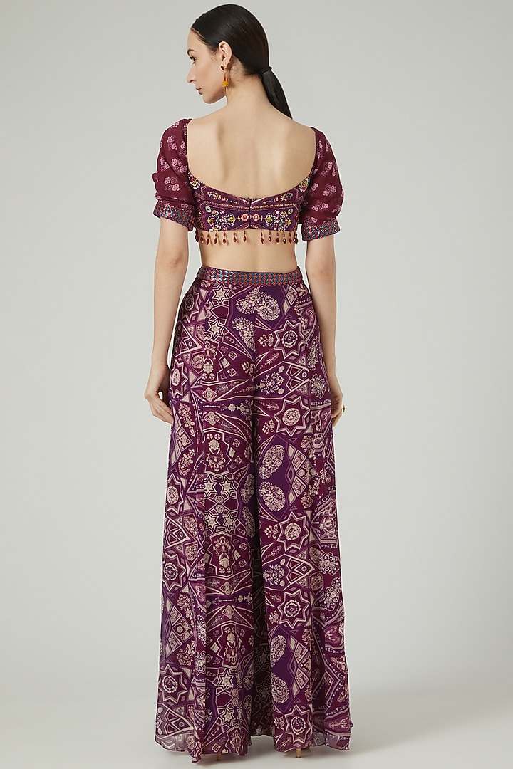 Purple Georgette Wedding Sharara Set by DiyaRajvvir at Pernia's Pop Up Shop