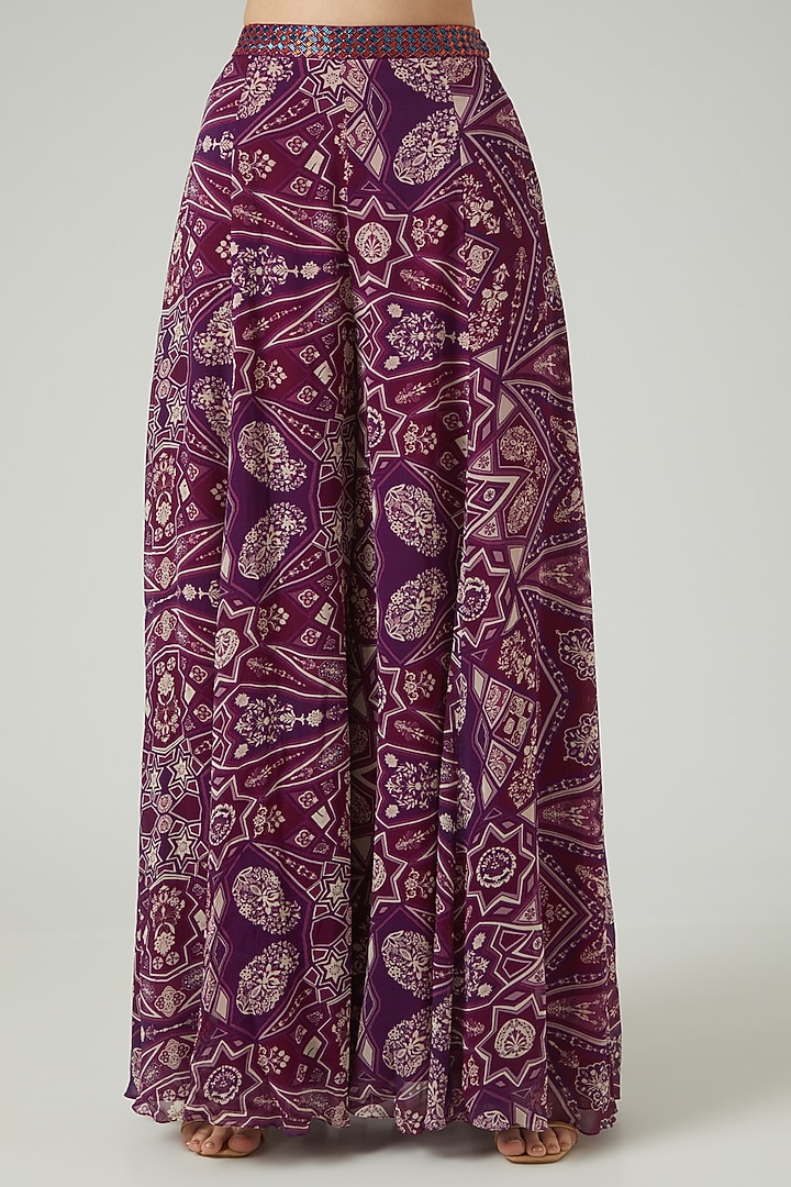 Purple Georgette Wedding Sharara Set by DiyaRajvvir at Pernia's Pop Up Shop