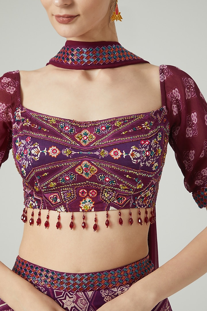 Purple Georgette Wedding Sharara Set by DiyaRajvvir at Pernia's Pop Up Shop