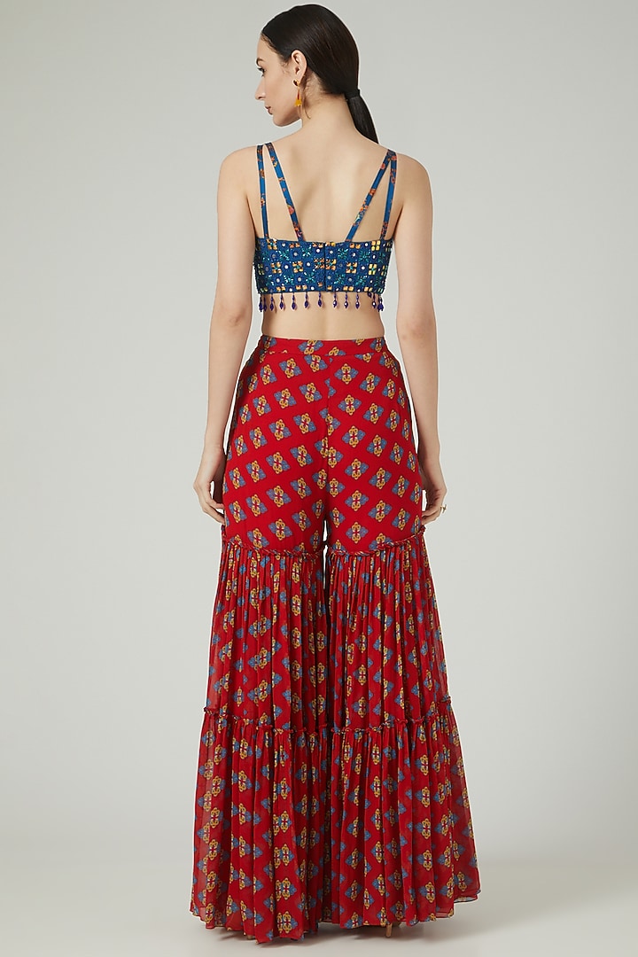 Blue Cotton Silk Gharara Set by DiyaRajvvir at Pernia's Pop Up Shop