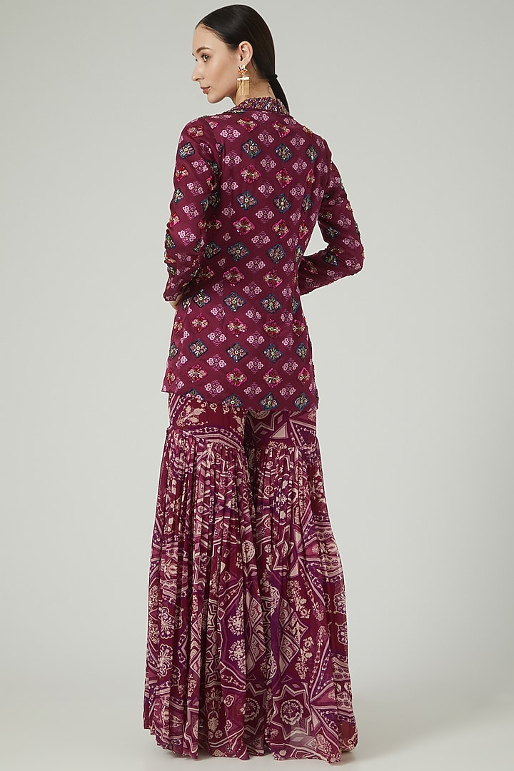 Purple Georgette Gharara Set by DiyaRajvvir at Pernia's Pop Up Shop