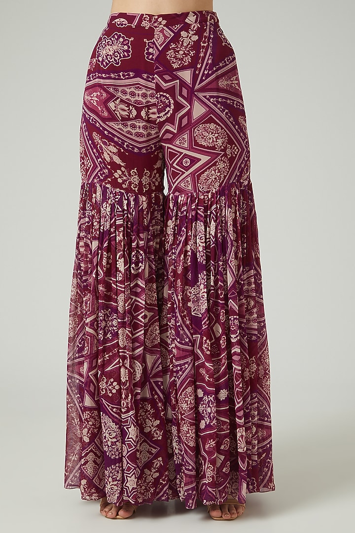 Purple Georgette Gharara Set by DiyaRajvvir at Pernia's Pop Up Shop
