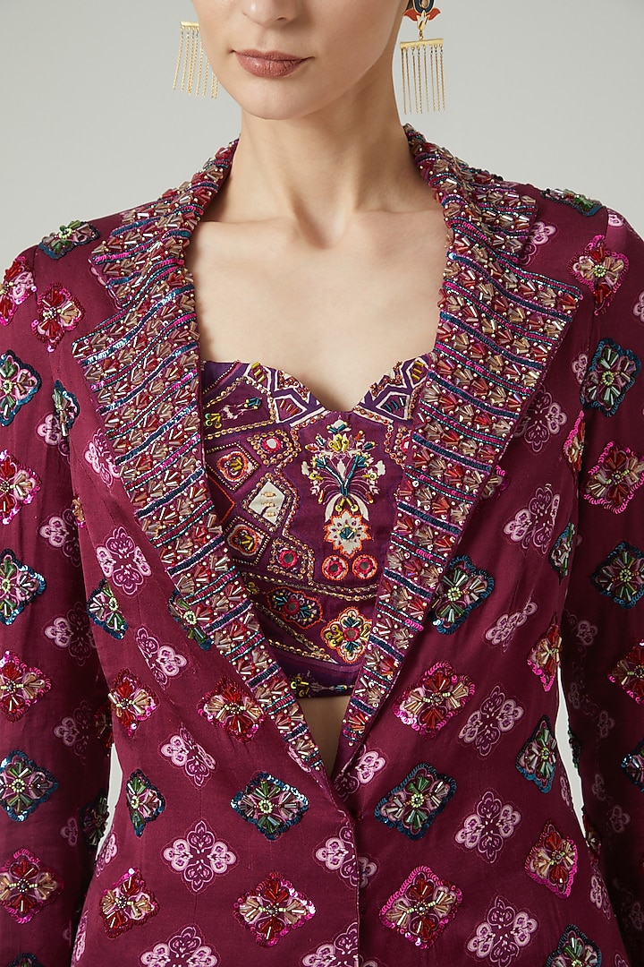 Purple Georgette Gharara Set by DiyaRajvvir at Pernia's Pop Up Shop