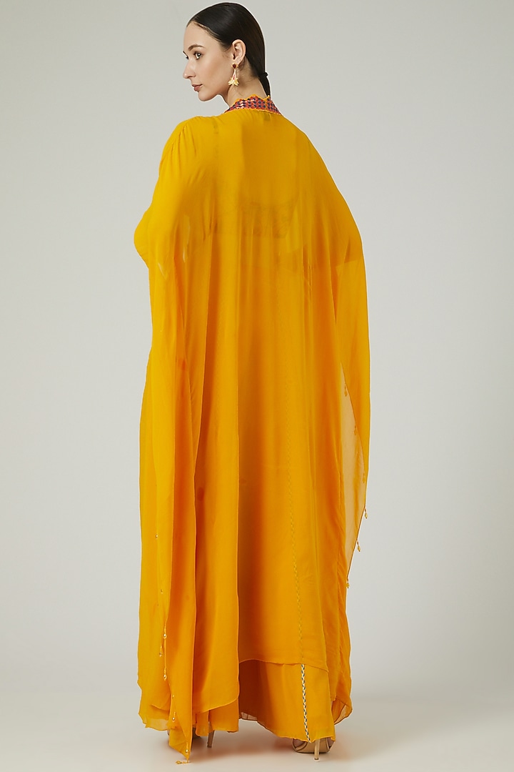 Yellow Georgette Wedding Sharara Set by DiyaRajvvir at Pernia's Pop Up Shop