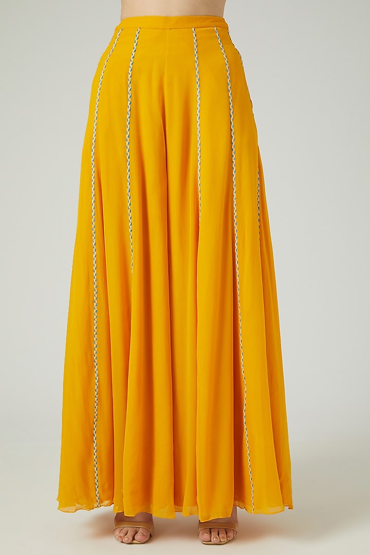 Yellow Georgette Wedding Sharara Set by DiyaRajvvir at Pernia's Pop Up Shop