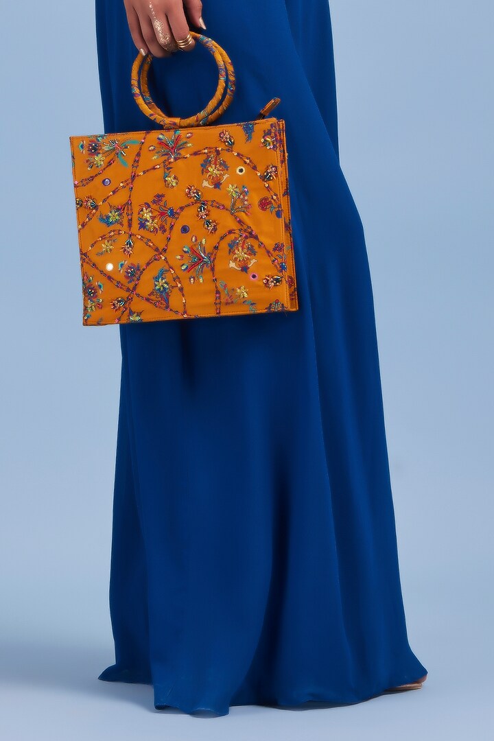 Blue Modal & Georgette Pant Set by DiyaRajvvir at Pernia's Pop Up Shop