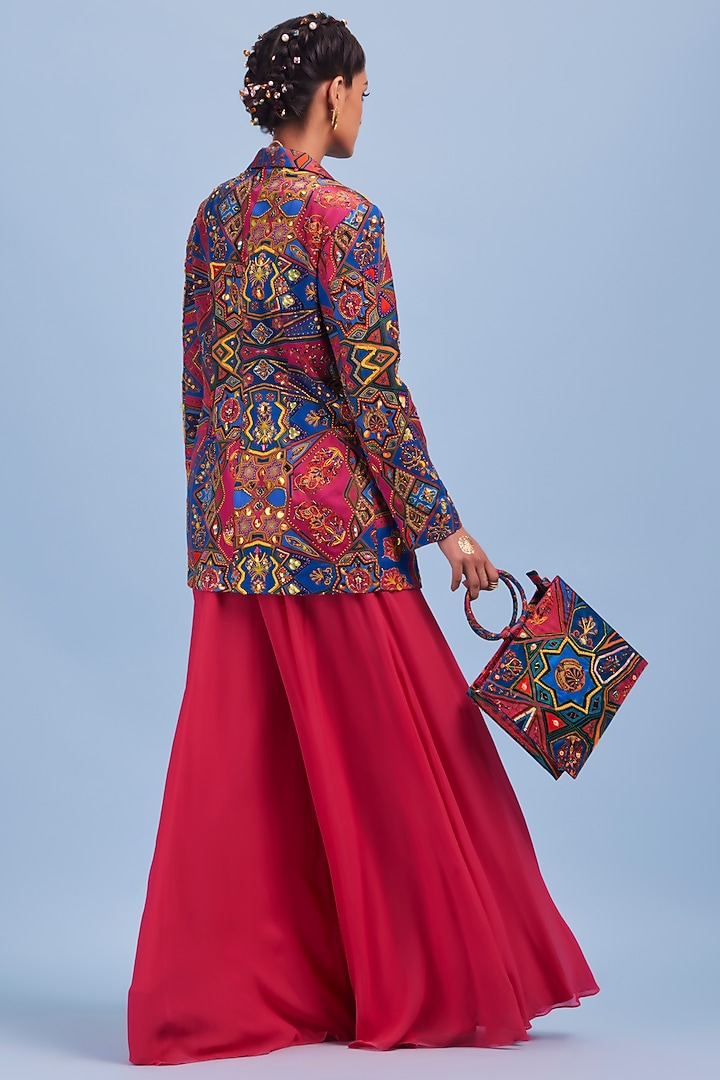Fuchsia Georgette Wedding Sharara Set by DiyaRajvvir at Pernia's Pop Up Shop