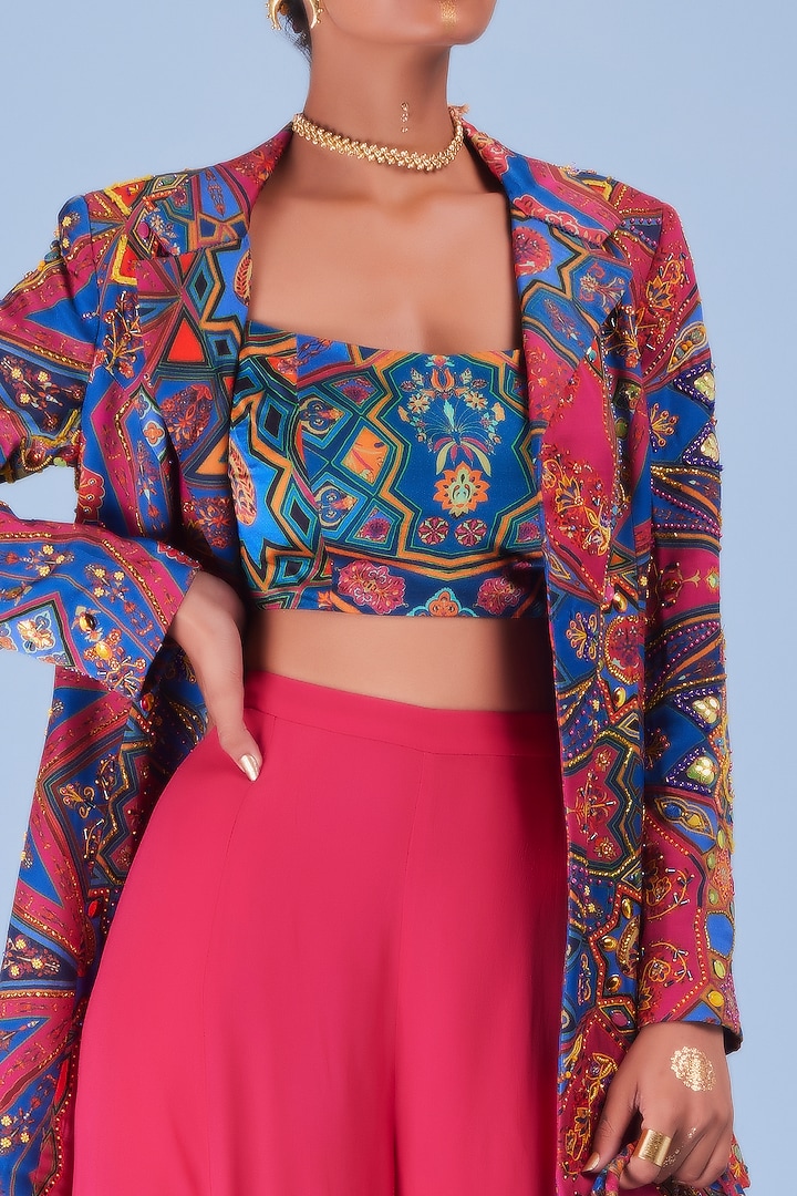 Fuchsia Georgette Wedding Sharara Set by DiyaRajvvir at Pernia's Pop Up Shop