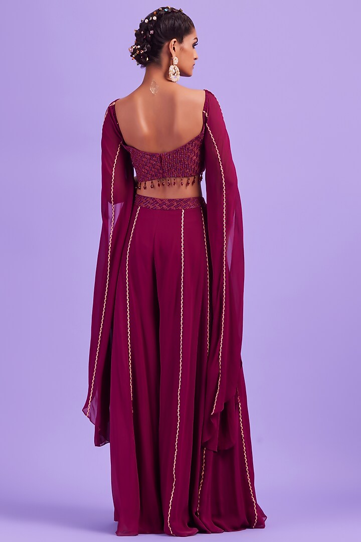 Purple Corded Wedding Sharara Set by DiyaRajvvir at Pernia's Pop Up Shop