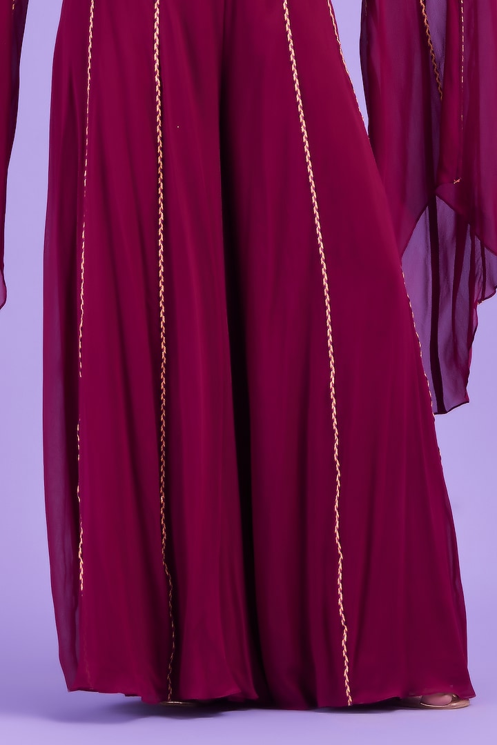 Purple Corded Wedding Sharara Set by DiyaRajvvir at Pernia's Pop Up Shop
